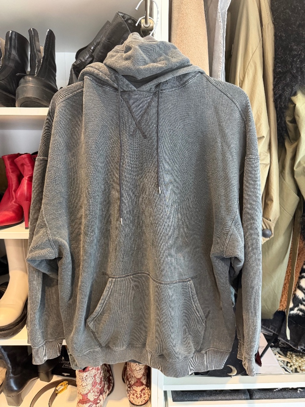 R13 Washed Black "Mask Up" Hoodie
